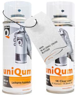 uniQum Spraydose Autolack + Klarlack für MAN BLAU GRAU 216/00 BLVC639 Autolack Reparatur 2x 400 ml