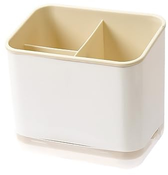 Cutlery Drainer, Utensil Holder Sink Caddy Dish Drying Rack, Kitchen Organizer Accessories for Flatware Silverware Chopsticks Knives Forks Spoons Spatula(Apricot)