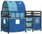 vidaXL Kinder Hochbett, Kinderbett mit Tunnel, Spielbett Bett für Kinder ab 6 Jahren, Etagenbett Bettgestell, Blau 90x200cm Massivholz Kiefer