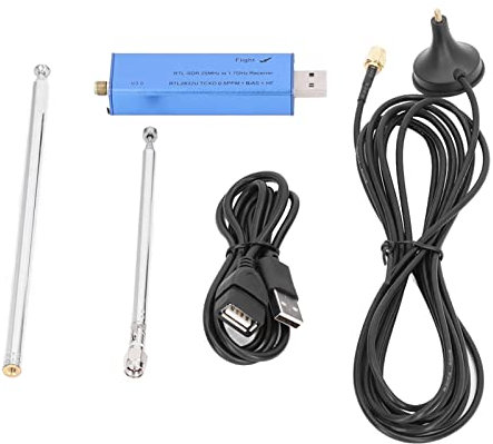 Software Defined Radio Receiver SDR Receiver Kit, Software Defined Radio Receiver Kit Aluminum Radio Receiver Set DAB FM SDR Receiver with Antenna and Socket 25 to 1760MHz