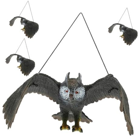 ULDIGI Eulenskulptur 4 Stück Realistische Eulenfigur Thanksgiving-eulen-Ornament Zum Aufhängen Im Freien Hofdekoration