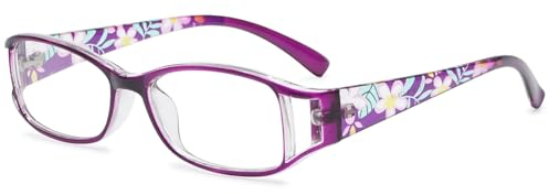 ABETOS Lesebrille Damen Stilvolle Blumen Brille Leichte Qualität Mode Blumenmuster Lesehilfe Sehhilfe für Damen 0.75 1.0 1.25 1.5 1.75 2.0 2.25 2.5 2.75 3.0, Lila+1.5
