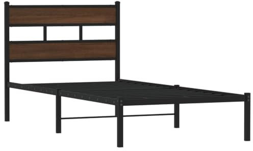 vidaXL Giroletto Senza Materasso con Testiera Rovere Marrone 80x200 cm, Telaio Letto, Letto, Struttura Letto in Metallo, Letto Singolo