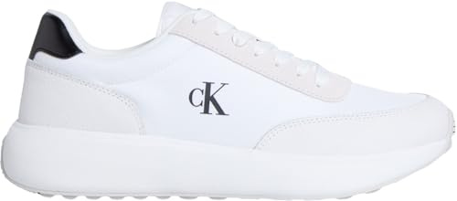 Calvin Klein Herren Runner Sneaker Athleisure Laceup aus Leder, Weiß (Bright White/Black), 40