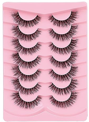 Lot de 7 paires de faux cils 3D volumineux réutilisables
