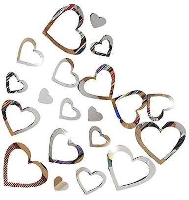 Housoutil Jm346 Silber 3d Geometrische Liebe Aufkleber Acryl Aufkleber Hause Dekoration Dekorative Gespiegelt Set