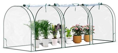 Hebitod Gewächshaus klein, Foliengewächshaus PVC Transparent,270 x 90 x 90 cm Pflanzenaufzucht Pflanzenhaus,Wetterfestd und Winterschutz,für Garten oder Balkon