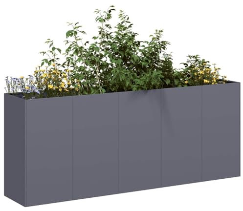 Xichuzi Pflanzkübel Anthrazit 200x40x80 cm Kaltgewalzter Stahl, Blumentopf Gross, Blumenkasten Balkon, übertopf, Pflanzkasten, Flowerpot, Kräuterbeet Für Die Küche, Vertikalbeet - 860726