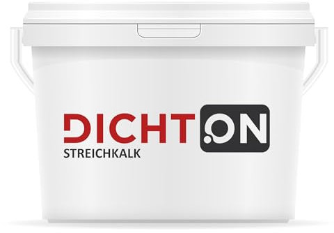 DICHTON Streichkalk Weiß 10l, Kalkfarbe für innen und außen - für Küche, Garage, Flur, Bad, Keller, Feuchträume - lösemittelfrei, atmungsaktiv, hochdeckend, wischfest D.43W