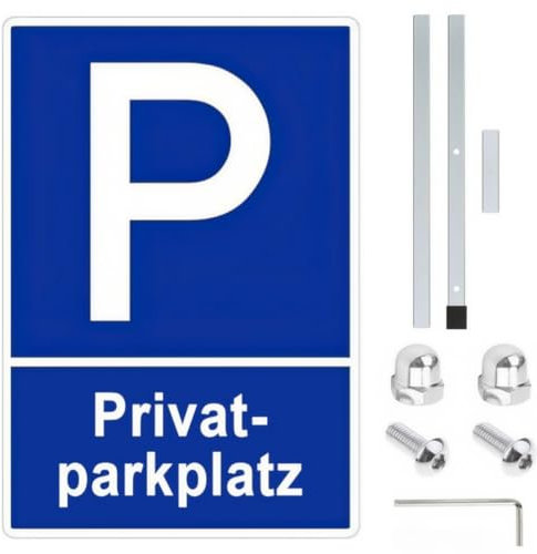 Señal de Estacionamiento Privado con Poste de 90 cm - Cartel Reflectante de Aluminio 20 x 30 cm, Fácil de Instalar, Alta Visibilidad y Resistente a la Intemperie