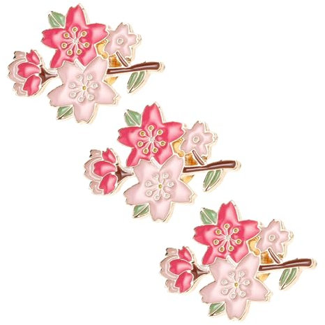 VERDANVERSE 3pièces Épingles Fleur De Cerisier Lot De Broches Brillant Pour Étiquette Épingle à Revers Corsage Foulards Châles
