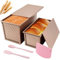 lafo Molde para pan con tapa, rectangular de oro rosa, juego de 2 piezas con tapa y 3 herramientas de espátula, accesorios para hornear pan, pasteles