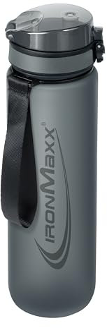 IronMaxx Sport Water Bottle – Ash Grey 1000ml | Robuste & auslaufsichere Trinkflasche mit Schraubverschluss | BPA-frei & wiederverwendbar | Perfekt für Training, Alltag & unterwegs