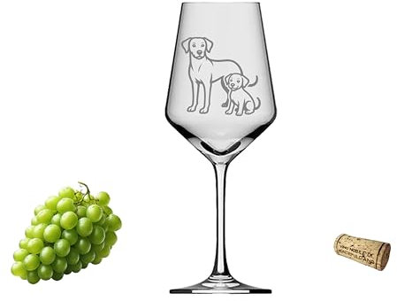 eXODA Weinglas Rhodesian Ridgeback mit Welpen spülmaschinenfest für gesellige Abende entspannte Momente charmantes Design mit Gravur unterstützt Menschen mit Behinderung