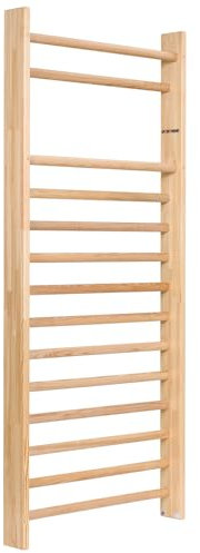 Sport-Thieme Sprossenwand 230x100 cm | Einzelfeld | Robustes Holz | Ovale Griff-Sicherheit | 14 Sprossen | Esche | Natur-Holz | Montagematerial enthalten