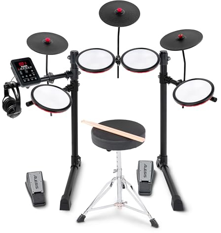 Alesis Turbo Max Electric Drum Set with Quiet 8 Mesh Pads, Lessons, Bluetooth and Accessories, Foldable