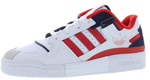 adidas Men's Forum Low Shoes, Pure White/Red/Blue, 11.5 UK