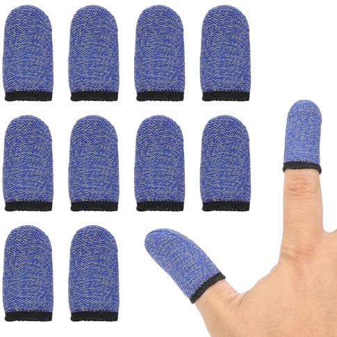 PATIKIL 12 Stück Gaming Finger Sleeve Controller Finger Thumb Sleeve Mobile Fingersleeves Gaming Fiber Tip Gloves Anti-Sweat Breathable für Phone Game Touchscreen Devices Blue/Black