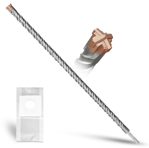 METOTY SDS Plus Hammer Drill Bit 20mm×600mm, with 4 Carbide Cutting Edges, Head with Coating, Masonry Drill, Hammer Drill, Concrete Drill, for Stone, Concrete, Natural Stone, Brick Wall