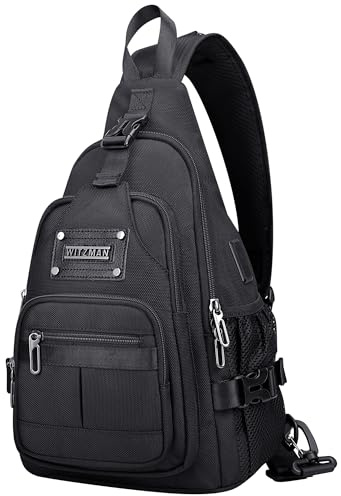 WITZMAN Umhängetasche Herren Sling Bag 15L mit 9,7-Zoll-ipad und USB | Schultertasche und Brusttasche, Wasserabweisend mit mehreren Fächern ideal für den Alltag, Outdoor-Aktivitäten und die Arbeit