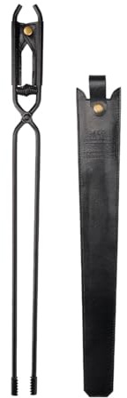 FLCPJGV Kaminzange Feuerfeste Zange aus Stahl für Feuerstellen Grillküchenzange mit Anti-verbrühung Leichte Lagerfeuerzange für Garten Camping Terrasse, 55 X 4 X 2 cm