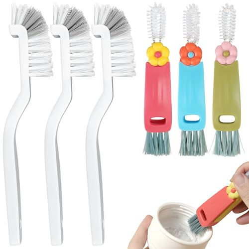 6PCS Cup Lid Cleaning Brush with Water Bottle Lid Cleaner Brushes Set | Multifunctional 3 in 1 Bottle Cleaning Brush for Travel Mugs Bottles and Tight Spaces Easy Home Kitchen Scrubber