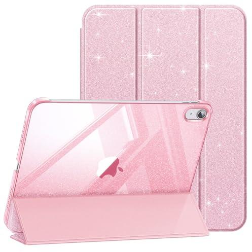 FINTIE Custodia per iPad (A16) 11ª Generazione 11 (2025) / iPad 10ª Generazione 10.9 (2022) - Sottile Leggero Opaca Semi-Trasparente Posteriore Cover Case con Auto Sveglia/Sonno, Glittering Pink