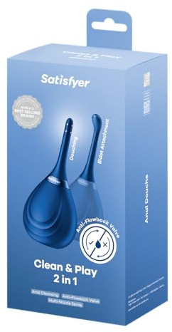 Satisfyer Clean & Play 2 in 1 Analdusche 180 ml | Intimhygiene & Analpflege | Analdusche mit Bidet-Aufsatz | Rückflussventil & Mehrdüsen-Sprühkopf | Sex Toys | Sex Spielzeug für Paare | Wasserdicht