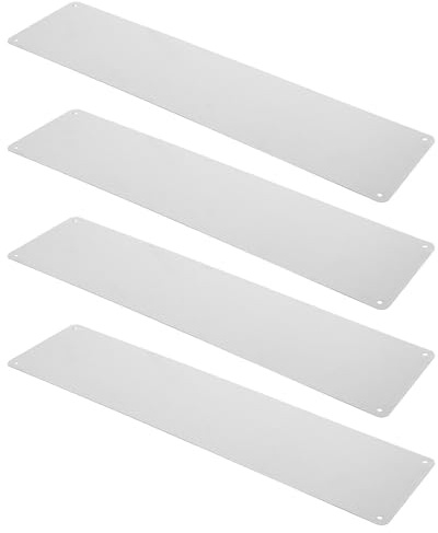 TOVINANNA 4pcs Door Push Plate Kick Plates for Metal and Wood Gates 15.7x3.9 Inch Satin Aluminium with Rounded Edge and Quick Installation for High-Traffic Doorway Areas