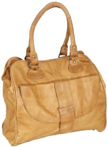 PIECES Gallion Leather Bag 17033515, Damen Henkeltaschen, Braun (Cognac), 37x34x15 cm (B x H x T)