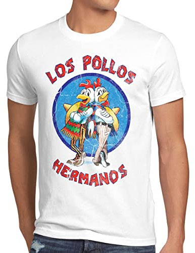 style3 Los Pollos T-Shirt Homme, Taille:XL;Couleur:Blanc