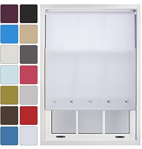 FURNISHED Daylight Roller Blind with Eyelets Made to Measure, White, Up to 180W x 165H cm