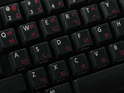 Qwerty Keys Koreanischen transparente Tastaturaufkleber mit Roten Buchstaben - Geeignet für Jede Tastatur