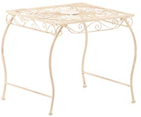 CLP Eisentisch Zarina in nostalgischem Design I Robuster Gartentisch mit kunstvollen Verzierungen, Farbe:antik-Creme