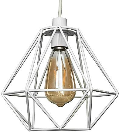 MiniSun | Retro Style White Metal Basket Ceiling Light Shade | Pendant Lights, Home Décor & Improvement Essential | 235cm Shade Width