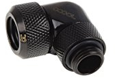 Alphacool 17393 Eiszapfen 13mm HardTube Anschraubtülle 90° drehbar G1/4 - Deep Black Wasserkühlung Anschlüsse, Schwarz