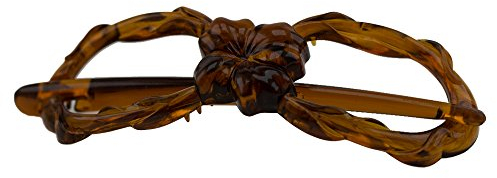 1Stk Libellenspange 8er Form Blumendecor 8x2,5cm in havanna - Made in Germany - WeLoveBeads