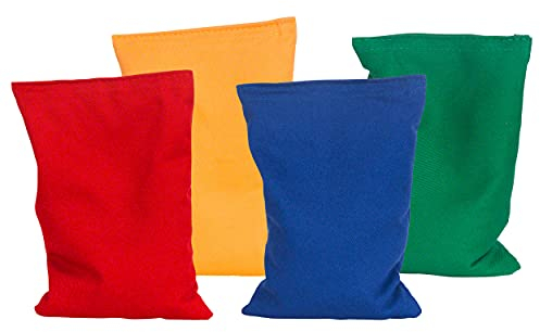 Sport-Tec Bohnensäckchen, Wurfsäckchen, Bean Bag Set: klein, 15x 9 cm, je 1x blau,grün, rot, gelb / 100% Baumwolle/je 135g