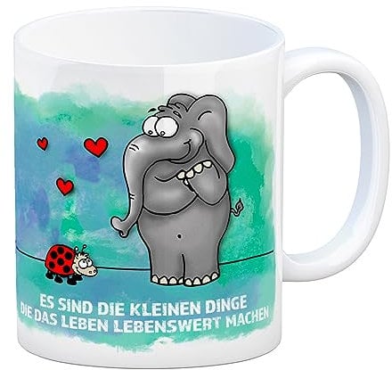 trendaffe Kaffeebecher mit Elefant und Marienkäfer Motiv und Spruch: Es sind die kleine Dinge...