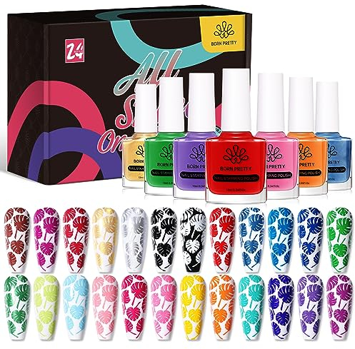 BORN PRETTY 6 ml Juego de esmaltes de uñas en 24 colores con tonalidades caramelos distintos para manicura estampada