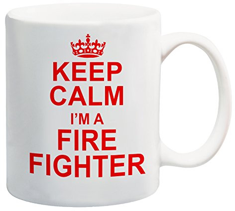 Taza Keep Calm I'm A Fire Fighter, color rojo