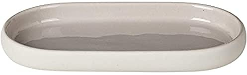 blomus -SONO- Tablett aus Keramik, Moonbeam, Badezimmertablett in exklusiver Optik, Organizer, Deko, Schmuckaufbewahrung, Ablageschale Kosmetik (H / B / T: 2,5 x 10 x 19 cm, Moonbeam, 69060)