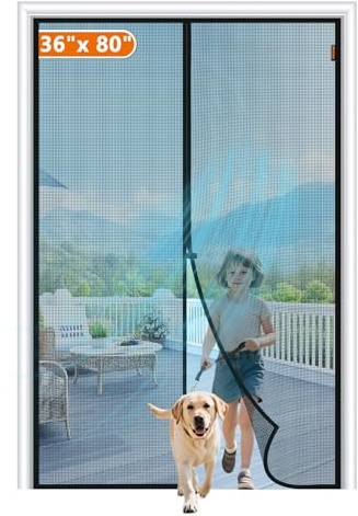 MAGZO Magnetic Screen Door Fits Door Size 36x 80, Heavy Duty Mesh