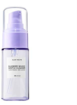 Glow Recipe Blueberry Bounce Gentle Foaming Cleanser Mini - Gel-to-Foam Hydrating + Exfoliating Face Wash with Hyaluronic Acid + Blueberry Extract - Sulfate + Paraben Free (30ml / 1 fl oz)