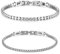 JewelryWe Paar Armband Tennisarmband Partnerarmband: 2pcs Edelstahl Weiß Zirkonia Tennis Armband Freundschaftsarmband mit Abnehmbaren Schnallen Verstellbare Fußkettchen Armkette Pärchen Armreif