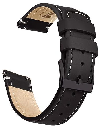 Ritche Leder-Uhrenarmband mit Schnellverschluss, 18 mm, 19 mm, 20 mm, 21 mm, 22 mm, 23 mm oder 24 mm, für Damen und Herren, weißer Elefant, Strumpffüller für Herren, Schwarz / Weiß / Schwarz, 22MM,