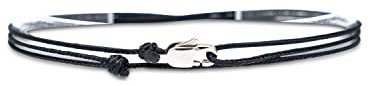 Made by Nami Dünnes Wickel-Armband Herren & Damen mit Karabiner-Haken Verschluss Handmade - Maritimer Surfer Schmuck - Minimalistisches Stoff-Armband - 100% Wasserfest & verstellbar (Schwarz Silber)