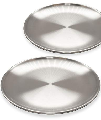 Outdoor Saxx Edelstahl-Teller, Camping-Geschirr, bruch-sicher, 20cm, 2er Set