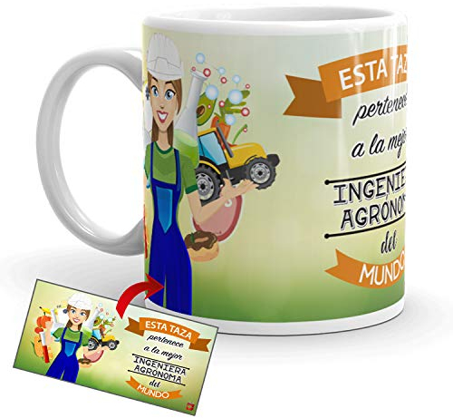 Kembilove Taza de Café de la Mejor Ingeniera Agrónoma del Mundo – Taza de Desayuno para la Oficina – Taza de Café y Té para Profesionales – Taza de Cerámica Impresa – Tazas de Ingenieras Agrónomas
