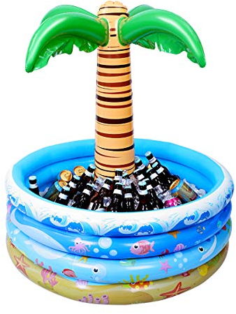 Toyvian 94 cm große, aufblasbare Palmen-Kühler, schwimmender Pool-Kühler für Strandthemen und hawaiianische Sommer-Schwimm-Party, aufblasbarer Barkühler für Erwachsenen-Party-Dekorationen